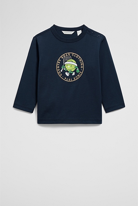 Organically Grown Cotton Long Sleeve Tennis Mascot T-Shirt
