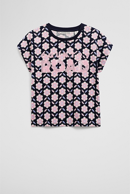 Organically Grown Cotton Sequin Logo T-Shirt