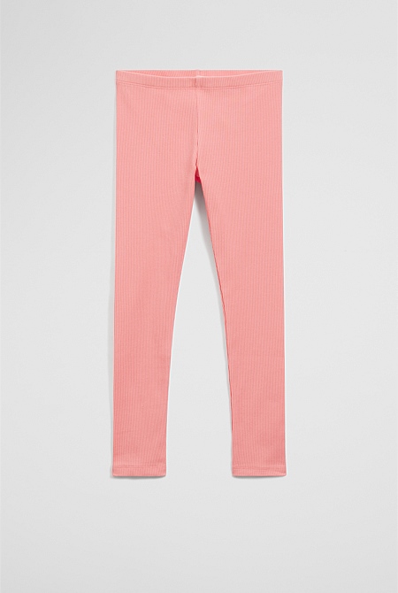 Organically Grown Cotton Blend Solid Rib Legging