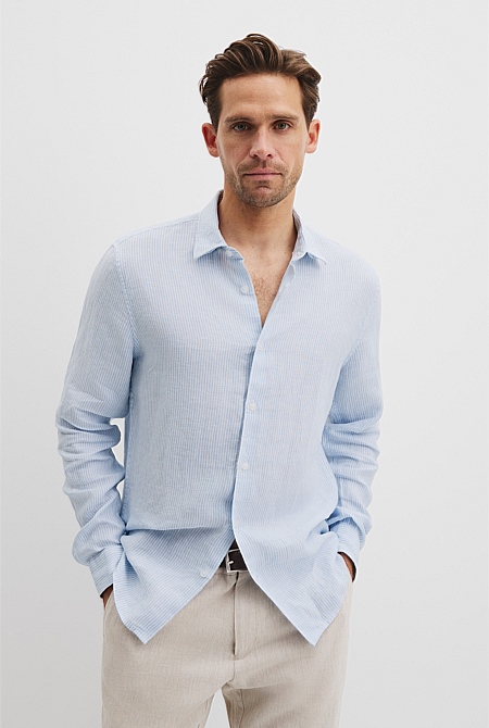 Regular Fit Organically Grown Linen Stripe Shirt