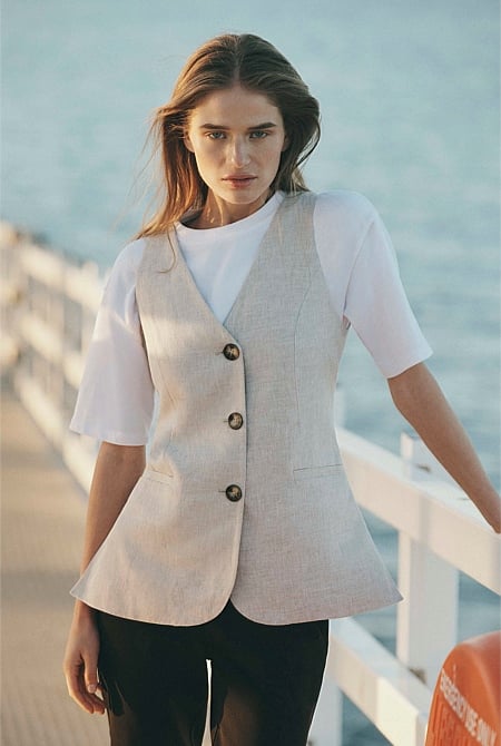 Organically Grown Linen A-Line Tailored Vest