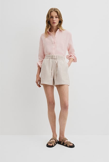 Organically Grown Linen Tie Detail Short