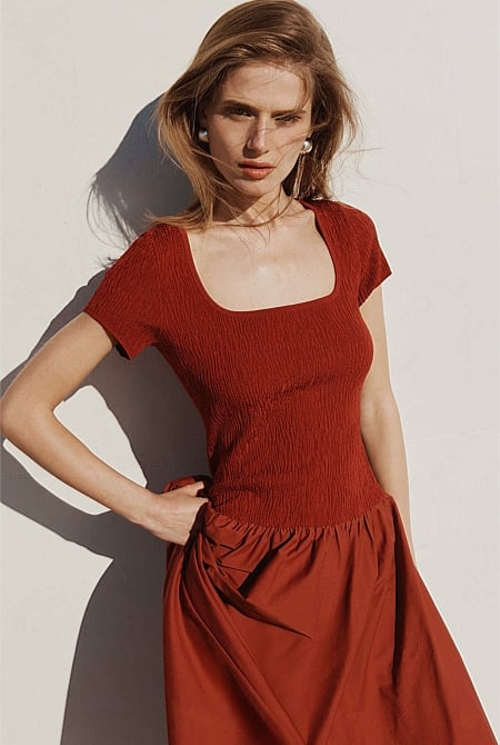 Mix Media Midi Knit Dress