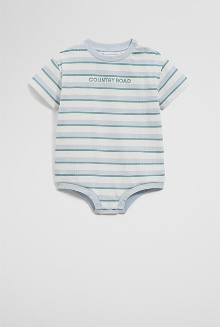 Organically Grown Cotton Oversize Stripe Short Sleeve Bodysuit