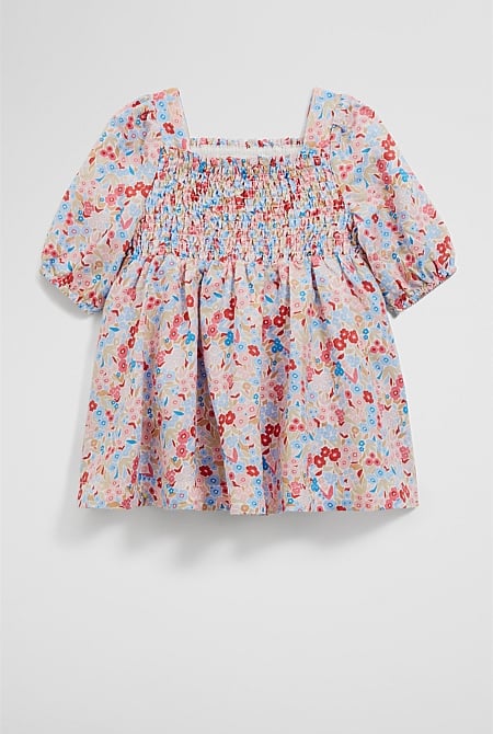 Shirred Romper Dress