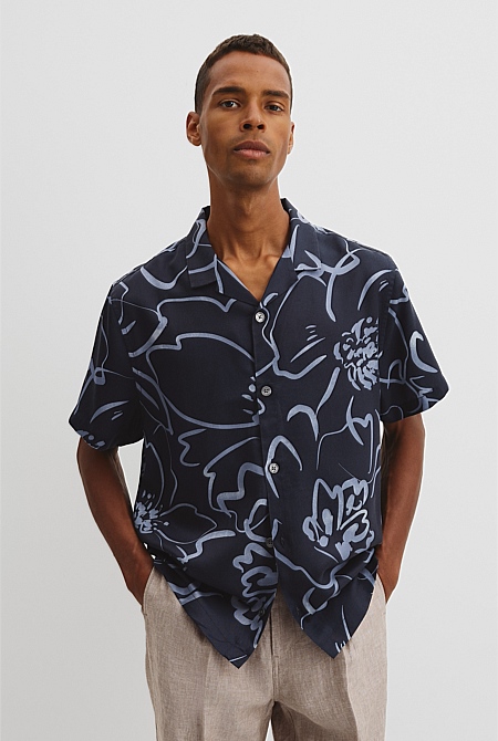 Short Sleeve Cuban Floral Print Shirt