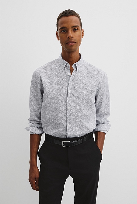 Slim Fit Print Cotton Shirt