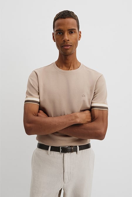 Tipped Cuff Textured T-Shirt