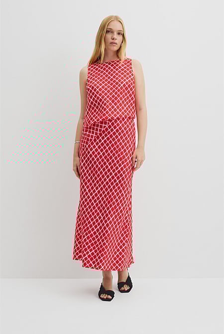 Draped Bias Print Skirt