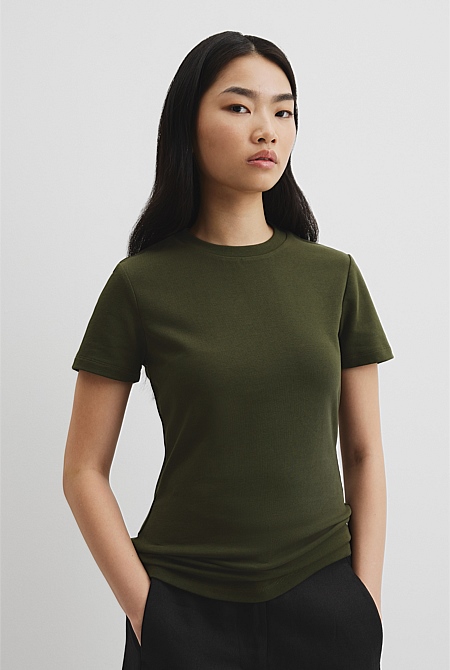 Australian Cotton Blend Fitted T-Shirt