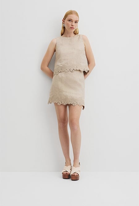 Linen Scalloped Top