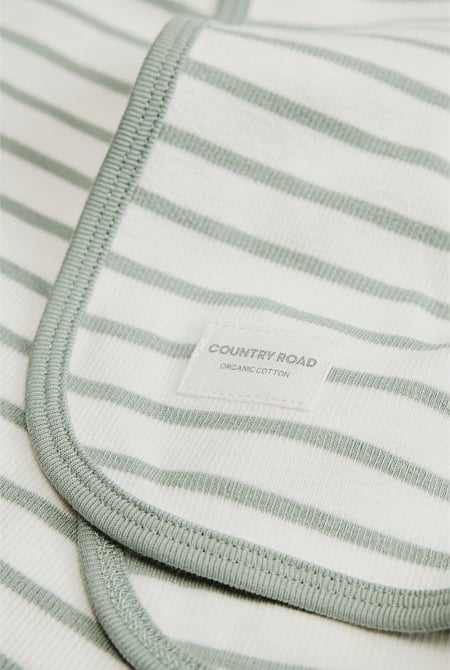 Organically Grown Cotton Stripe Rib Blanket