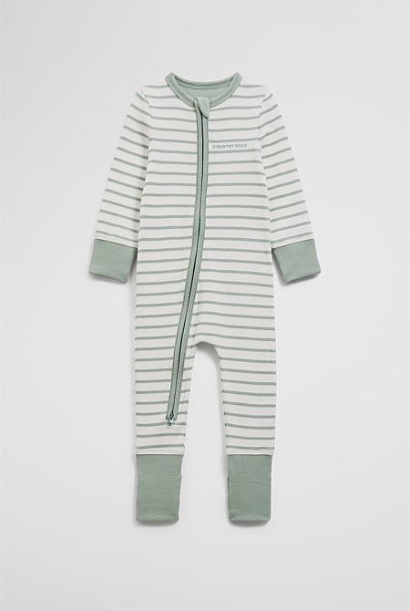 Organically Grown Cotton Stripe Rib Jumpsuit