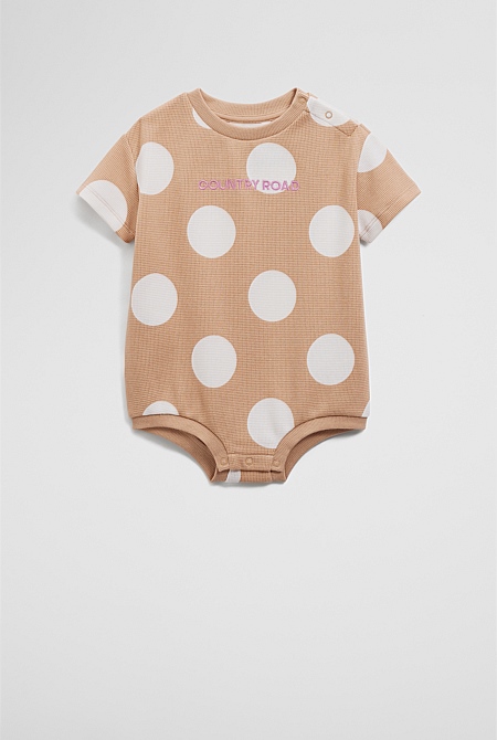 Organically Grown Cotton Oversize Spot Short Sleeve Bodysuit