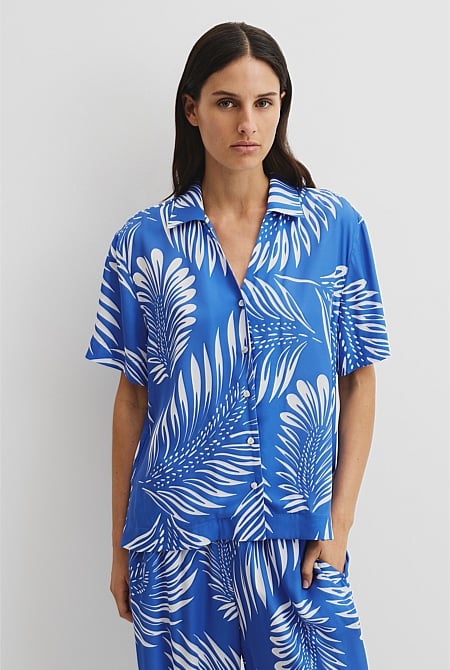 Print Short Sleeve Cupro Straight