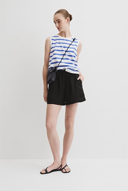 Australian Cotton Stripe Relaxed Crew Tank