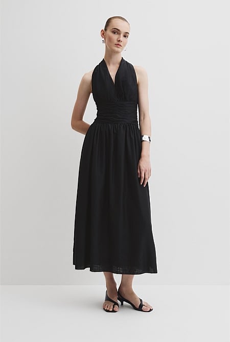 Gathered Halter Dress