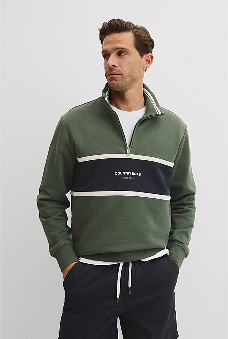 Australian Cotton Modern Logo Half Zip Sweat