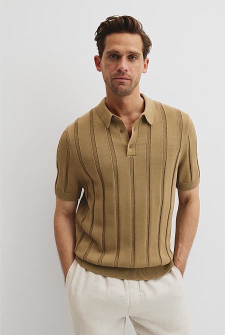 Australian Cotton Stripe Knit Polo