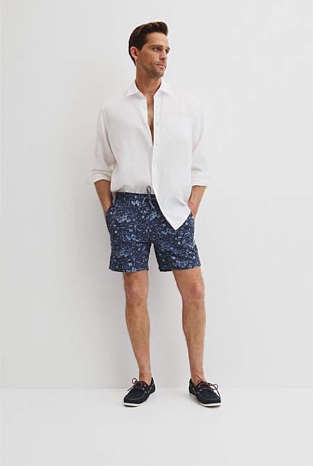 Recycled Polyester Beach Print Swim Short