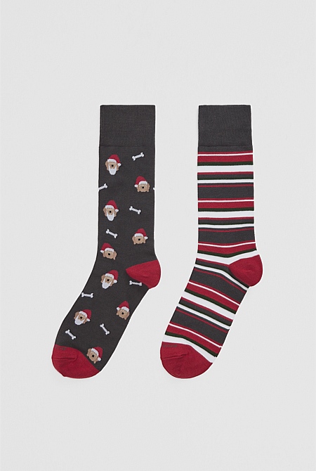 Australian Cotton Blend Christmas Sock Pack of 2