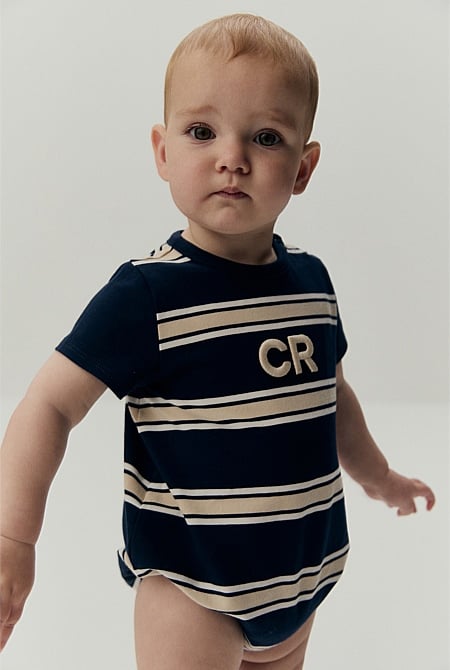 Organically Grown Cotton Logo Stripe Bodysuit