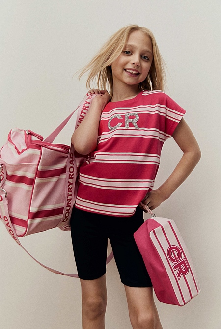 Organically Grown Cotton Stripe CR Sequin T-Shirt