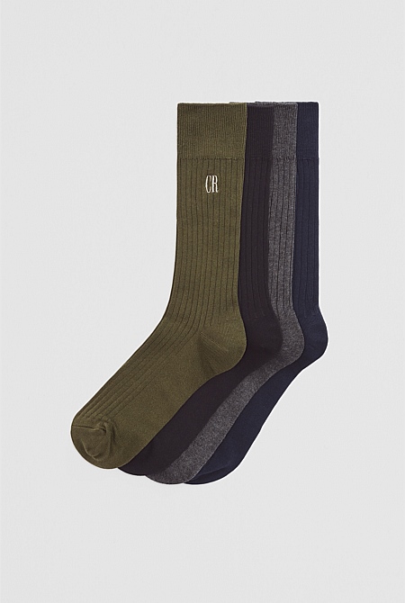 CR Ribbed Crew Sock Pack Of 4