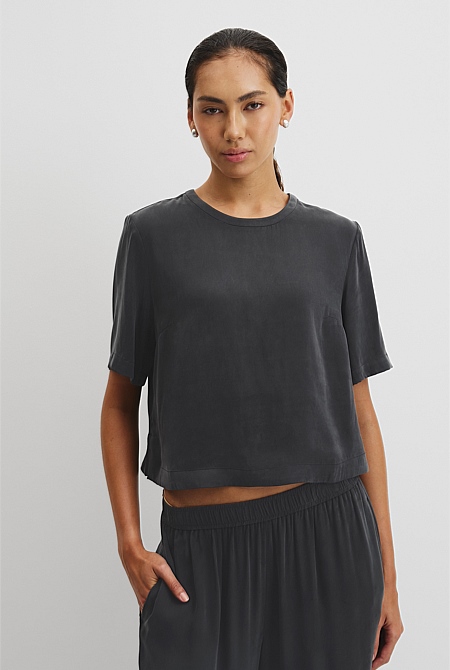 Short Sleeve Cupro Woven T-Shirt