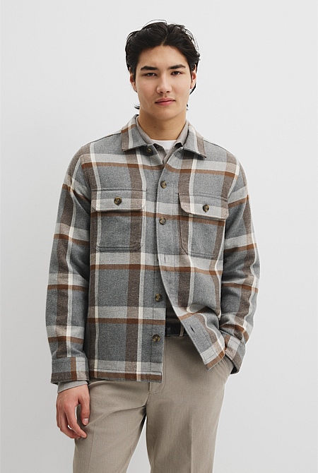 Regular Fit Cotton Blend Check Overshirt