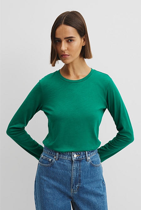 Australian Good Earth Cotton Textured Slub T-Shirt