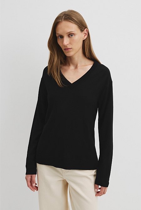 Lightweight Merino Wool V-Neck Knit