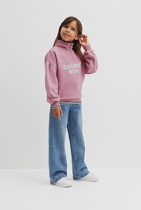 Australian Cotton Blend Sequin Half Zip Sweat