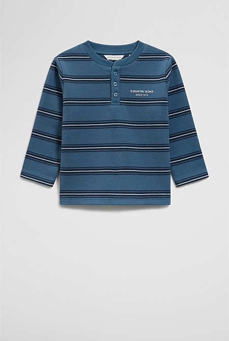 Organically Grown Cotton Stripe Long Sleeve Pique T-Shirt