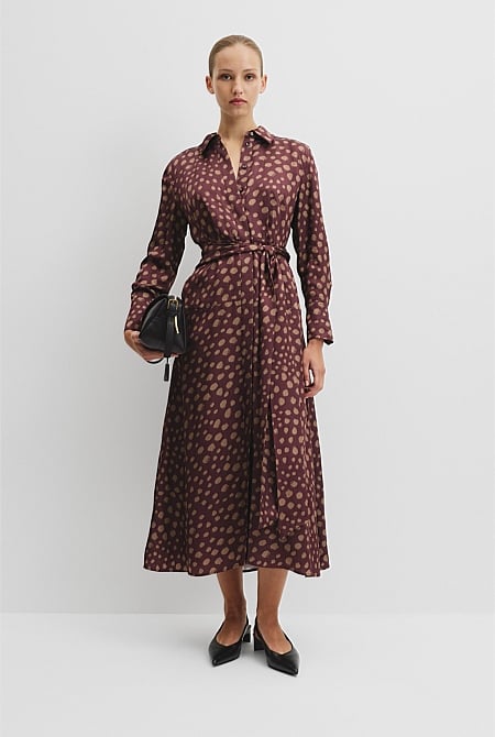 Fluid Print Wrap Dress