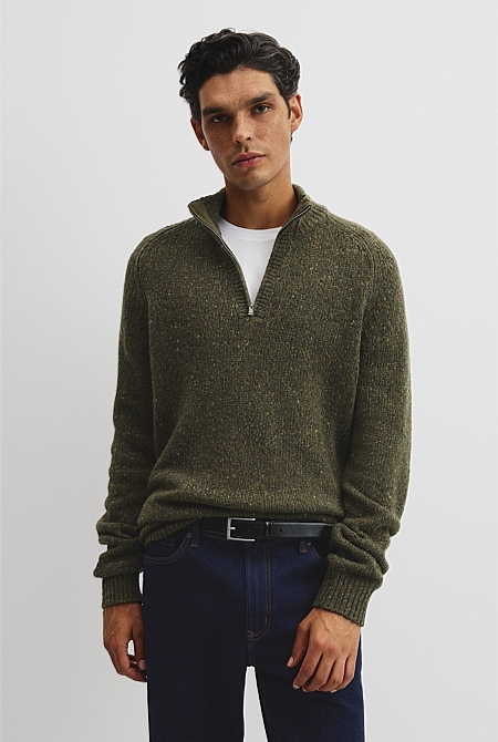 Merino Nep Quarter Zip Knit
