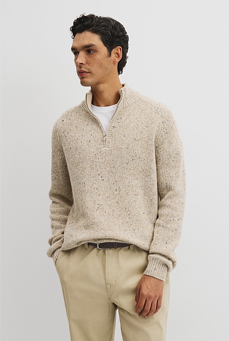 Merino Nep Quarter Zip Knit