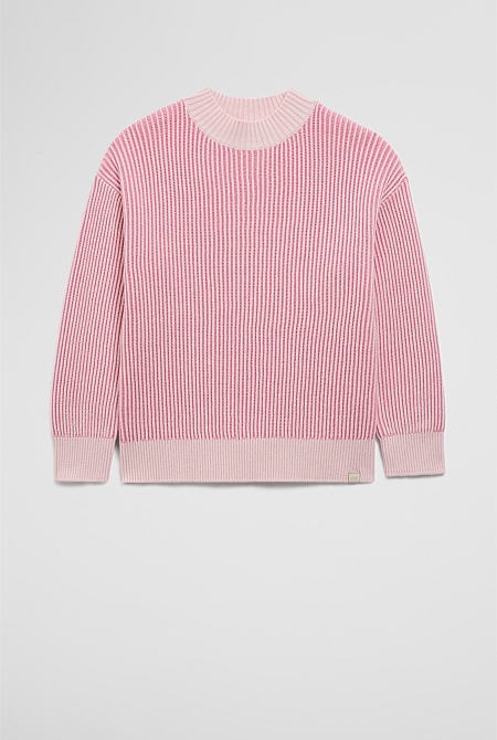 Organically Grown Cotton Contrast Fisherman Knit