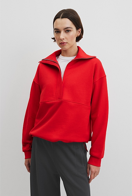 Australian Cotton Zip Neck Placket Sweat
