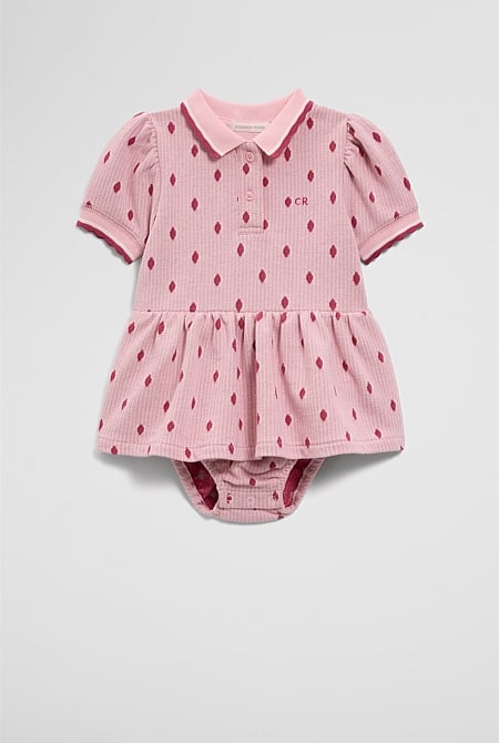 Short Sleeve Jacquard Romper Dress
