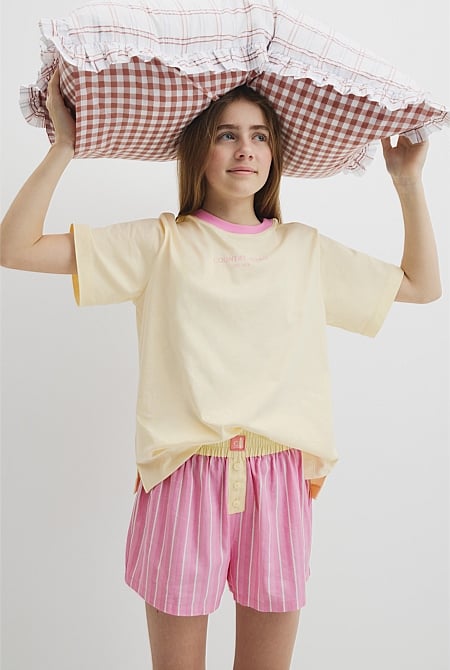 Teen Australian Cotton Short Sleeve Stripe Sleep Set