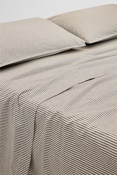 Brae Australian Cotton Stripe Queen Flat Sheet