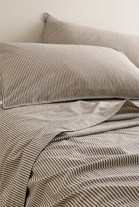 Brae Australian Cotton Stripe King Flat Sheet
