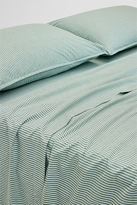 Brae Australian Cotton Stripe Queen Flat Sheet