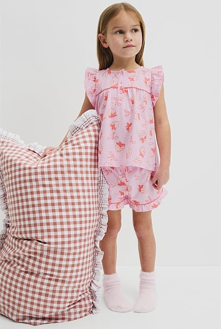 Australian Cotton Short Sleeve Frill Sleep Set