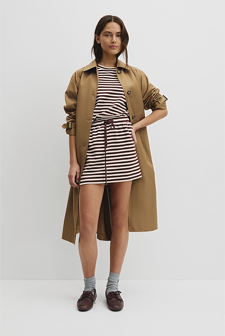 Australian Cotton Blend Stripe Jersey Skirt