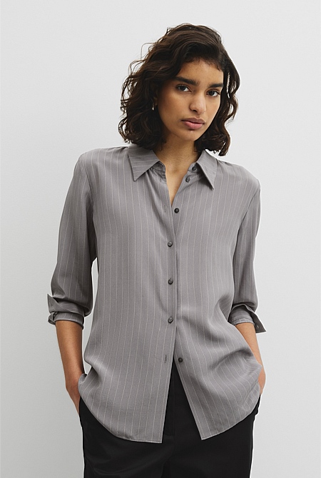 Pinstripe Silk Shirt