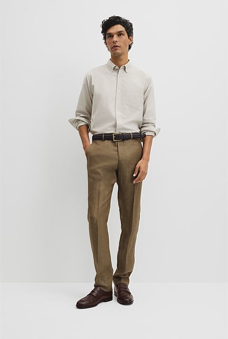Regular Fit Tapered Linen Pant