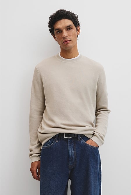 Australian Good Earth Cotton Pique Crew Neck Knit