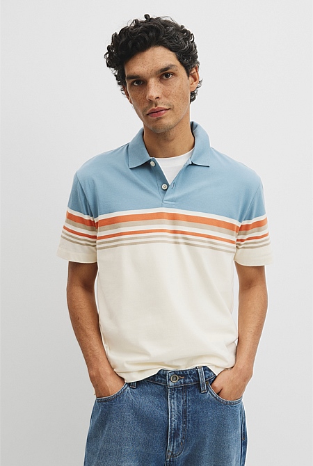 Australian Cotton Short Sleeve Engineered Button Polo